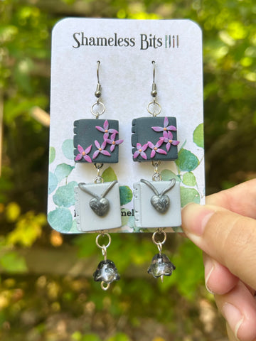 Lilac and Locket Book Dangles with charm
