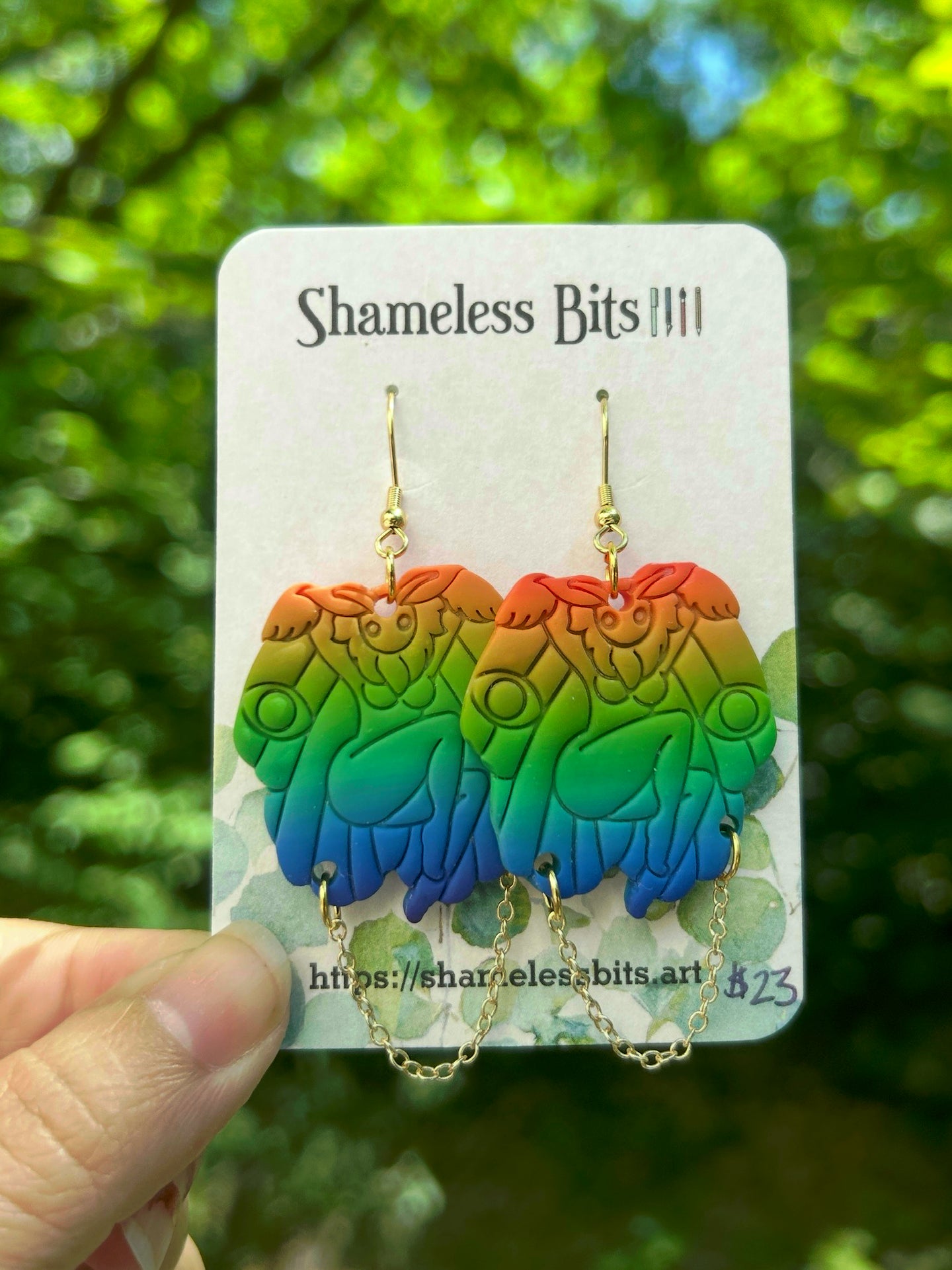 Rainbow Pinup Moth Person with chain