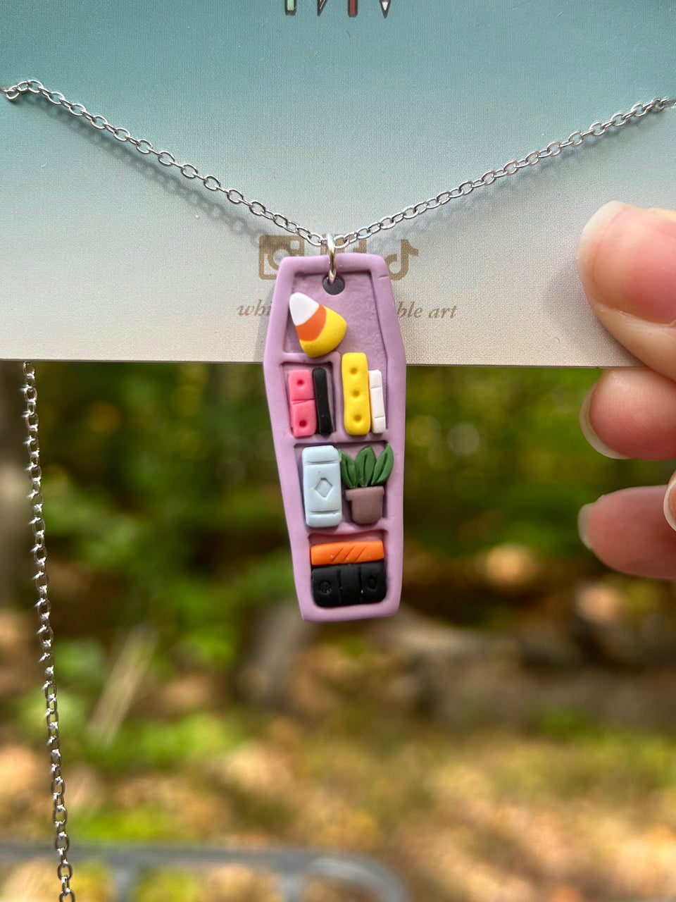 Purple Candy corn Shelf Necklace