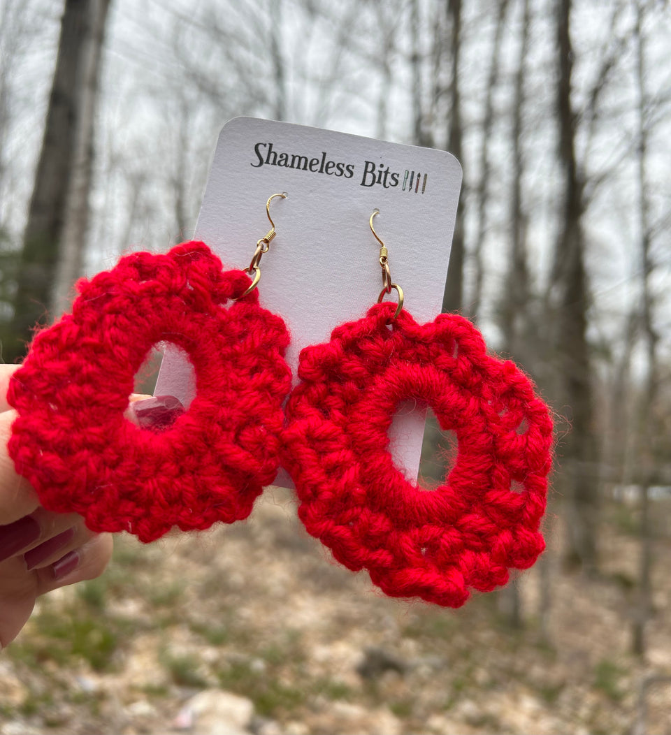 Red Crochet Earrings